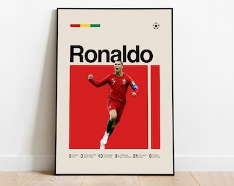 Cristiano Ronaldo - Football Superstar Poster, Minimalist, Mid century Modern, Football Wall Art Print for Fans! DIGITAL DOWNLOAD