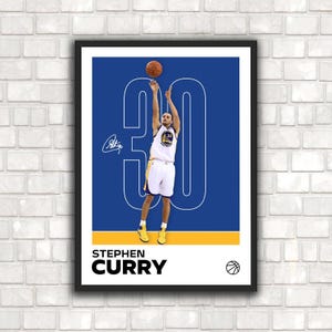 Póster de Stephen Curry: ¡Perfecto para fans! - Impresión minimalista de Curry de 28 x 35 cm para decoración de dormitorio y pared de oficina, arte de baloncesto, descarga digital