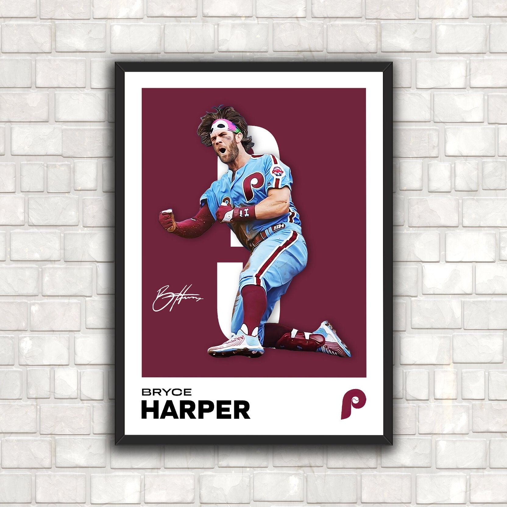 Bryce Harper Poster Perfect for Fans Phillies Fan Print Art, MLB Poster, Minimalist, Office Wall