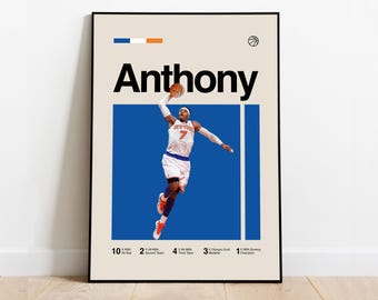 Carmelo Anthony Poster - Minimalist Mid century Modern Basketball Wall Art Print for Fans! DIGITAL DOWNLOAD