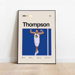 Póster de Klay Thompson • Arte clásico de fans de Thompson, estilo moderno de mediados de siglo, minimalista, decoración de dormitorio de baloncesto, arte de pared para oficina, descarga digital