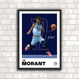 Ja Morant ポスター - ファンに最適！ - Morant アートワーク、スポーツポスター、バスケットボールファンへのギフト、ミニマリスト、寝室やオフィスの壁アート用プリント