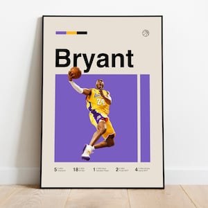 Kobe Bryant Poster - Minimalist Mid century Modern Basketball Wall Art Print for Fans! DIGITAL DOWNLOAD