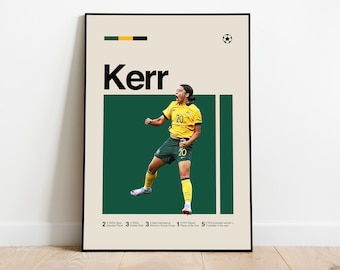Poster di Sam Kerr - Arte minimalista di metà secolo moderna dedicata al calcio femminile per i tifosi! DOWNLOAD DIGITALE