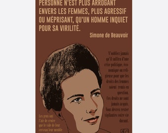 Simone de Beauvoir Poster - A3+ Format (329X483mm) - Fine Art on 220 gr Ilford paper