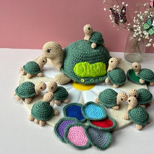 Hand Crochet Memory Toy Turtle Montessori Educational toys Kid gift Educational gift Personalised gift for kid Sensory Play Color Learning
