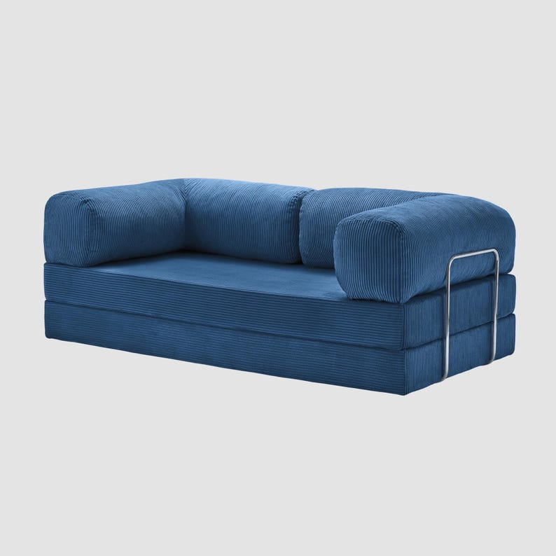 Floor Couch Modular Sofa, Corduroy Lounge Seating, Minimalist Living Room Floor Sofa, Cozy Modular Seating TEAL BLUE