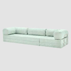 Floor Couch Modular Sofa, Corduroy Lounge Seating, Minimalist Living Room Floor Sofa, Cozy Modular Seating AQUAMARINE