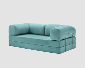 Cómodo sofá modular de suelo, sofá de pana, sofá minimalista de asiento bajo, moderno sofá de suelo.