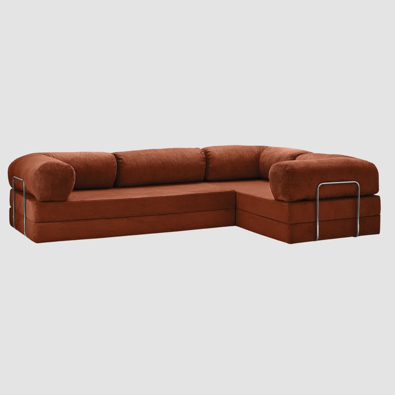 Floor Couch Modular Sofa, Corduroy Lounge Seating, Minimalist Living Room Floor Sofa, Cozy Modular Seating TILE