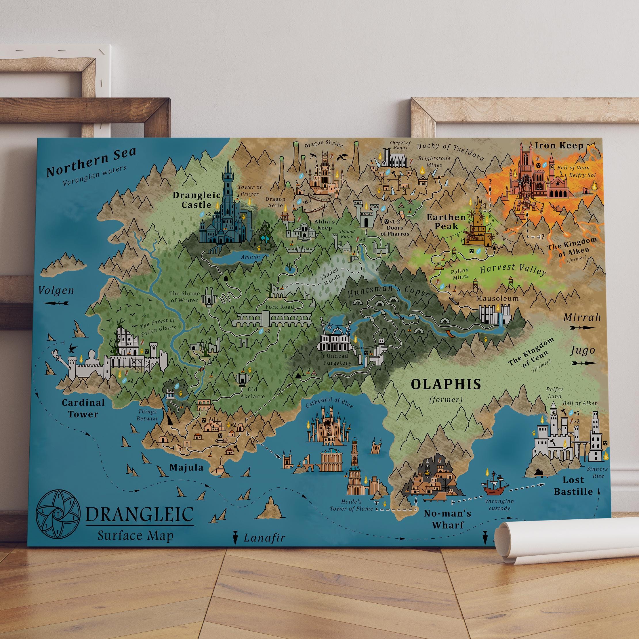Dark Souls Map Poster / Drangleic Map Wall Art / Game Print