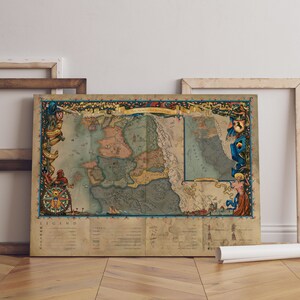 The Witcher Weltkarte Poster, nördliche Königreiche, Wandkunst, Premium Leinwand, Spiel Fan Geschenk, Gamer Wanddekoration