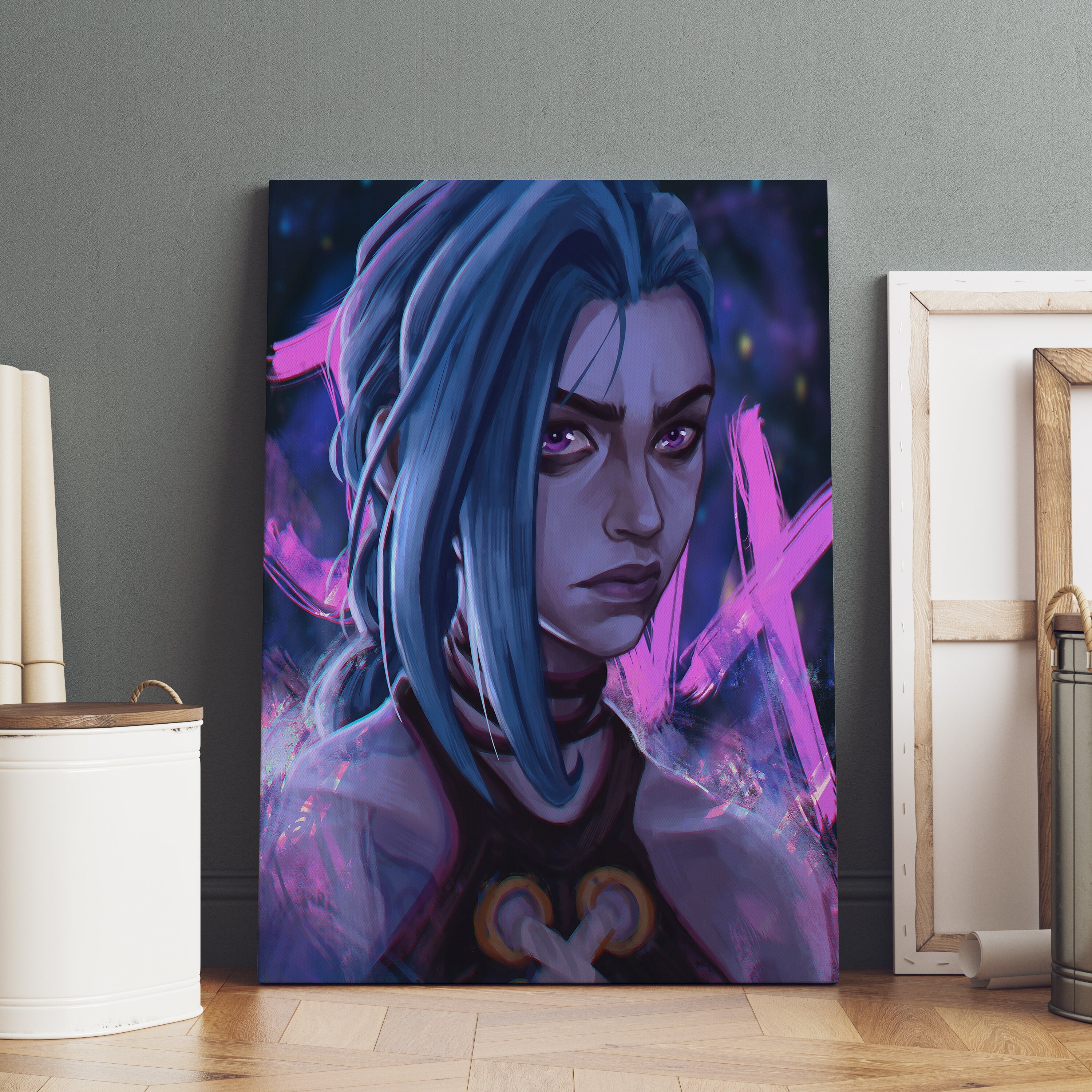 Arcane Poster, Jinx Wall Art, Premium Canvas Print, Game Fan