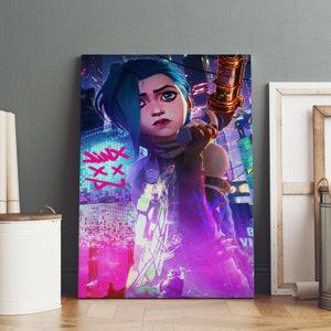 Jinx Poster, Arcane Wandkunst, Premium Leinwand, Spiel Fan Geschenk, Gamer Wanddekoration