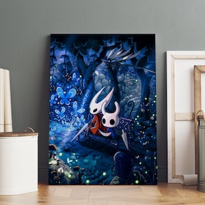Hollow Knight-poster, hallownest-muurkunst, premium canvasprint, gamefan cadeau, gamermuurdecoratie