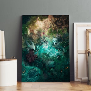 Hohler Ritter Poster, Hallownest Wandkunst, Premium Leinwand, Spiel Fan Geschenk, Gamer Wanddekoration
