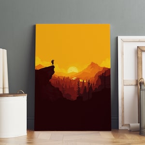 Firewatch Poster, Shoshone National Forest Wandkunst, Premium Leinwand, Spiel Fan Geschenk, Gamer Wanddekoration