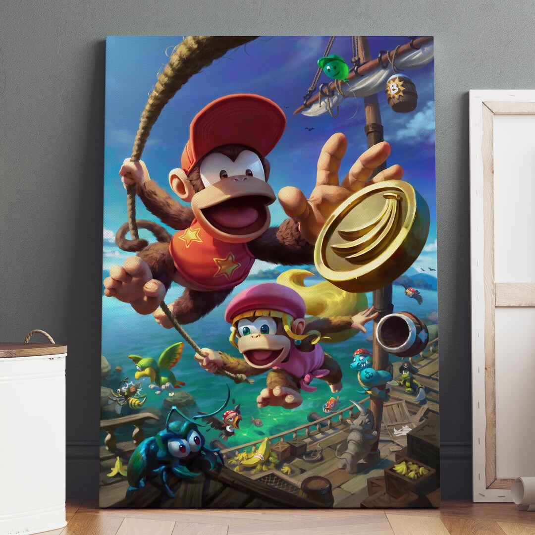 Donkey Kong Poster / Dixie Kong Wall Art / Game Print / Canvas Art ...
