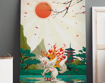 8x10インチのプリント、天照大御神の墨絵水彩画 - Etsy 日本