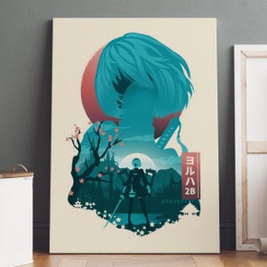 Poster di NieR Automata / Arte murale 2B / Stampa di gioco / Decorazione artistica su tela