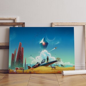 No Man's Sky Poster, The Traveller Wandkunst, Premium Leinwand, Spiel Fan Geschenk, Gamer Wanddekoration