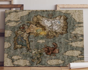 Elden Ring Map Poster / The Lands Between Wall Art / Game Print / Canvas Art Decor