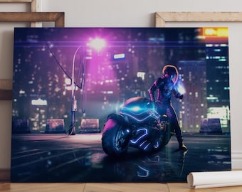 Poster di Cyberpunk City / Arte murale di Johnny Silverhand / Stampa di gioco / Decorazione artistica su tela n. 4