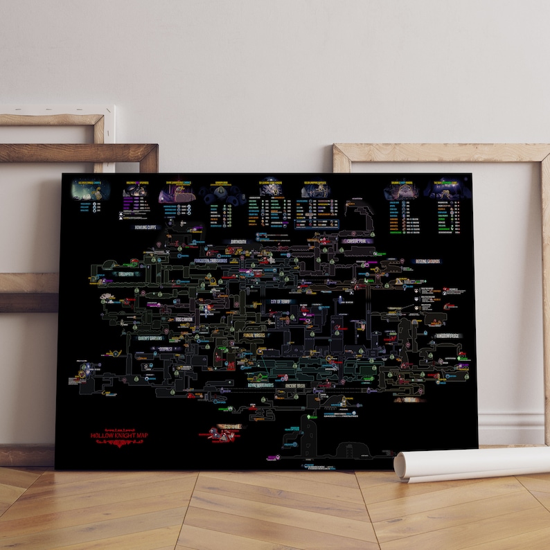 Hollow Knight Map Poster Hallownest Wall Art Premium Canvas - Etsy