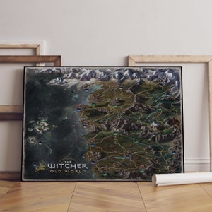 Póster del mapa del mundo de The Witcher, arte mural de Nilfgaard, impresión en lienzo de primera calidad, regalo para fanáticos de los juegos, decoración de pared para jugadores