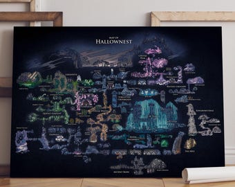 Hollow Knight Map Poster / Hallownest Wall Art / Game Print / Canvas Art Decor