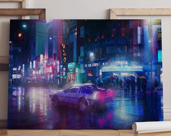 Cyberpunk City Poster / Johnny Silverhand Wall Art / Game Print / Canvas Art Decor