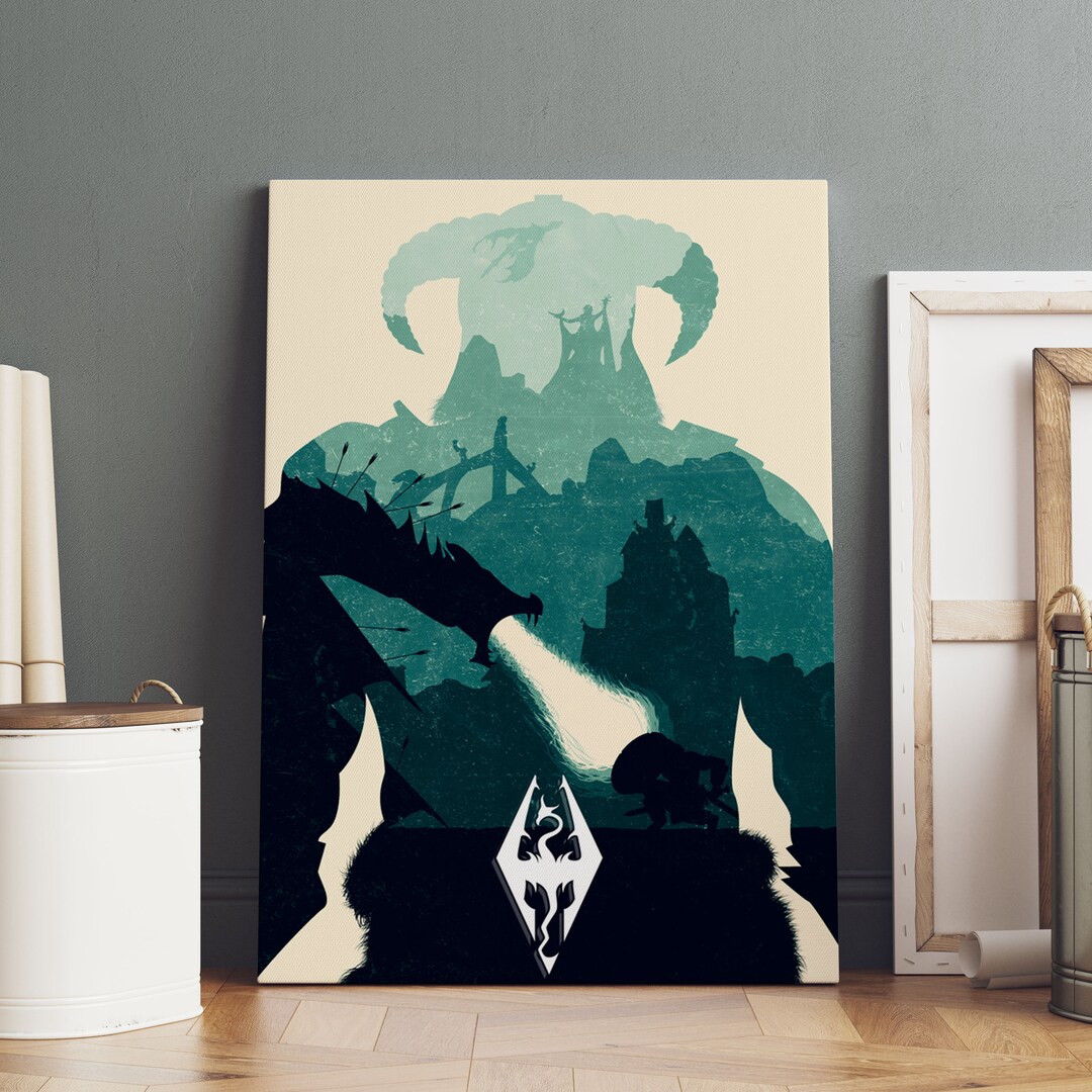 The Elder Scrolls V Skyrim Poster, Dragonborn Wall Art, Premium Canvas ...