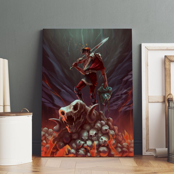 Hades Poster, Zagreus Wandkunst, Premium Leinwand, Spiel Fan Geschenk, Gamer Wanddekoration