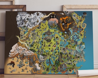 Legend of Zelda Map Poster / Hyrule Map Wall Art / Game Print / Canvas Art Decor