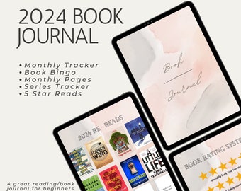 2024 Digital Reading Journal | Digital Reading Planner | Reading Tracker, Book Review, Reading Log, Book Journal