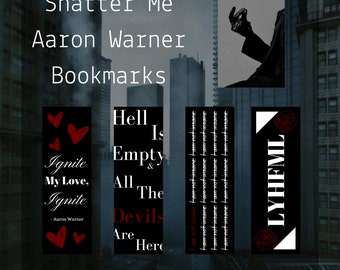 Shatter Me Bookmarks | Aaron Warner Fantasy Romance (Digital Download)