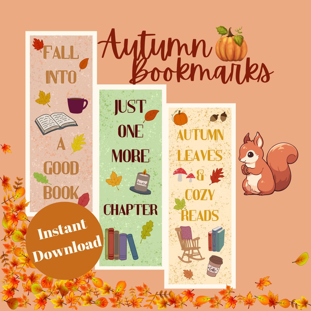 Cute Fall Bookmarks | Autumn Bookmarks | Spooky Season | Instant ...