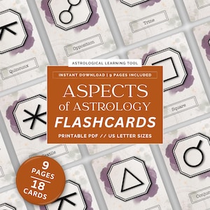Aspects of Astrology Flashcards | Printable Flashcards | Astrology Students | Study Tool | Foundation of Astrology | Astrology Information