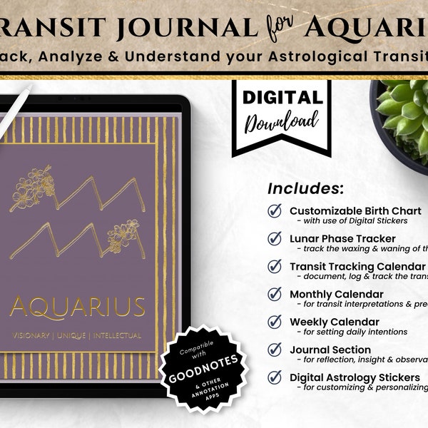 Transit Journal | Aquarius Sign | Astrology Transit Tracker | Astrology Information | Astrology Symbols | Planet Transits | Birth Chart