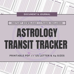 Afdrukbare astrologie Transit Tracker | Transitjournaal | Doorgaande planeten | Hemelse transits | Astrologische informatie| Afdrukbare PDF
