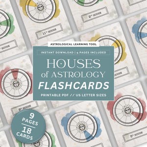 Houses of Astrology Flashcards | Printable Flashcards | Astrology Students | Study Tool | Foundation of Astrology | Astrology Information