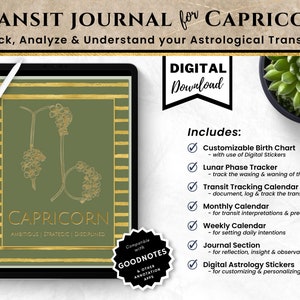 Transit Journal | Astrology Transit Tracker | Astrology Information | Astrology Symbols | Capricorn Sign | Bullet Journal | Saturn | eBook