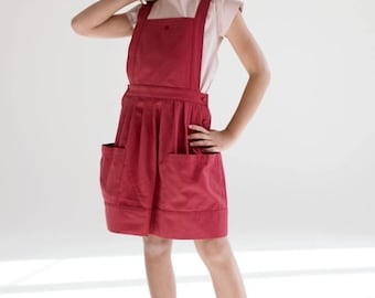 Falda de algodón orgánico con encaje - rojo, falda para niñas, vestido para niñas, falda para niños, falda elegante, falda ecológica