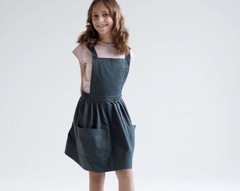 Organic Cotton Skirt With Lace - Dark grey, Girls Skirt, Girls dress, Kids skirt, Stylish Skirt, Eco-friendly skirt