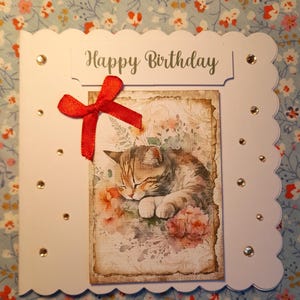 Cartão de aniversário de gatinho fofo