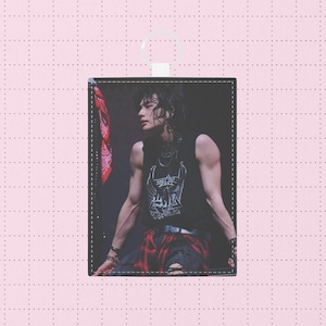 Hyunjin Stray Kids Custom Kpop Card Holder, Personalized Saffiano Faux Leather Wallet, SKZ Merch Stay Bias Gift, Keyring ID Case