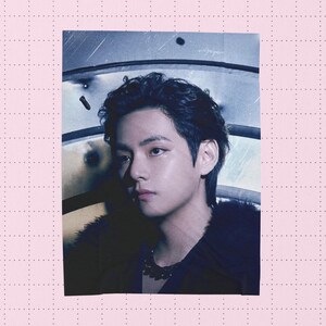 Taehyung V BTS Custom Kpop Blanket, Personalized Velveteen Plush Throw, BTS Merch, Custom Photo Blanket, Kpop Fan Gift