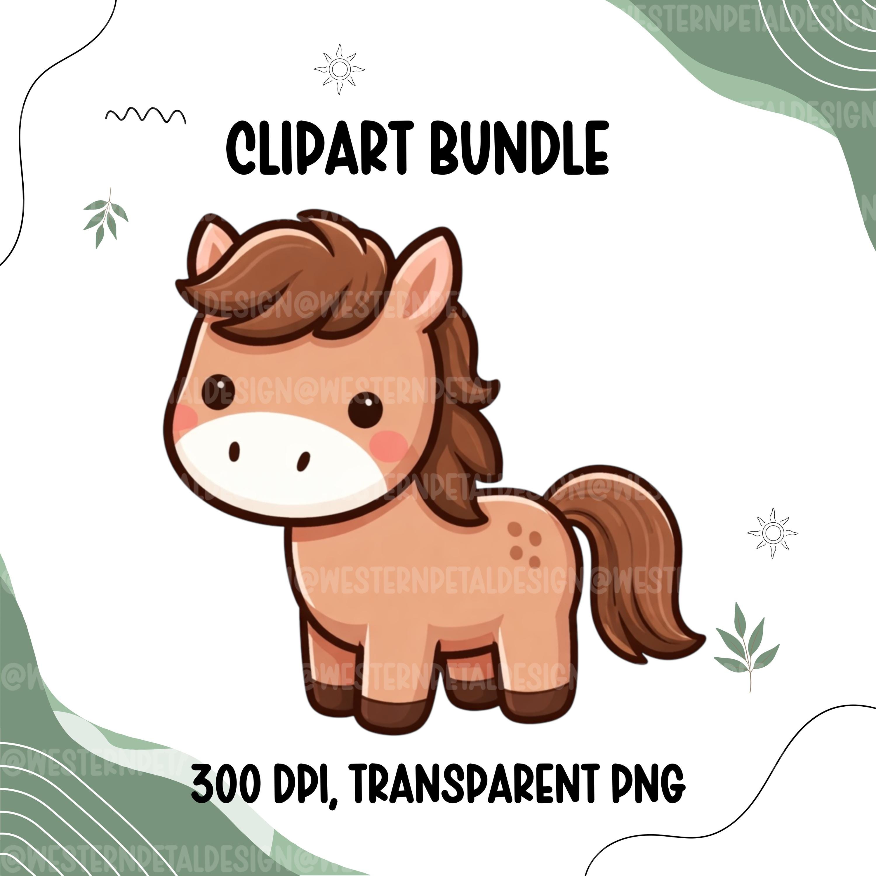 Farm Animal Clipart Bundle PNG | Cute Barnyard Animals Cow Pig Chicken ...