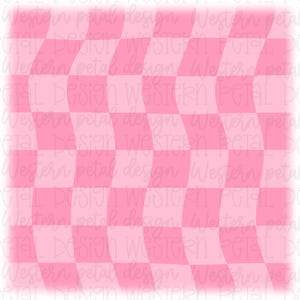 May include: A digital pattern featuring a repeating wavy checkerboard design in two shades of pink. The text Western petal design is overlaid repeatedly across the surface in a light pink script font, creating a layered graphic effect.