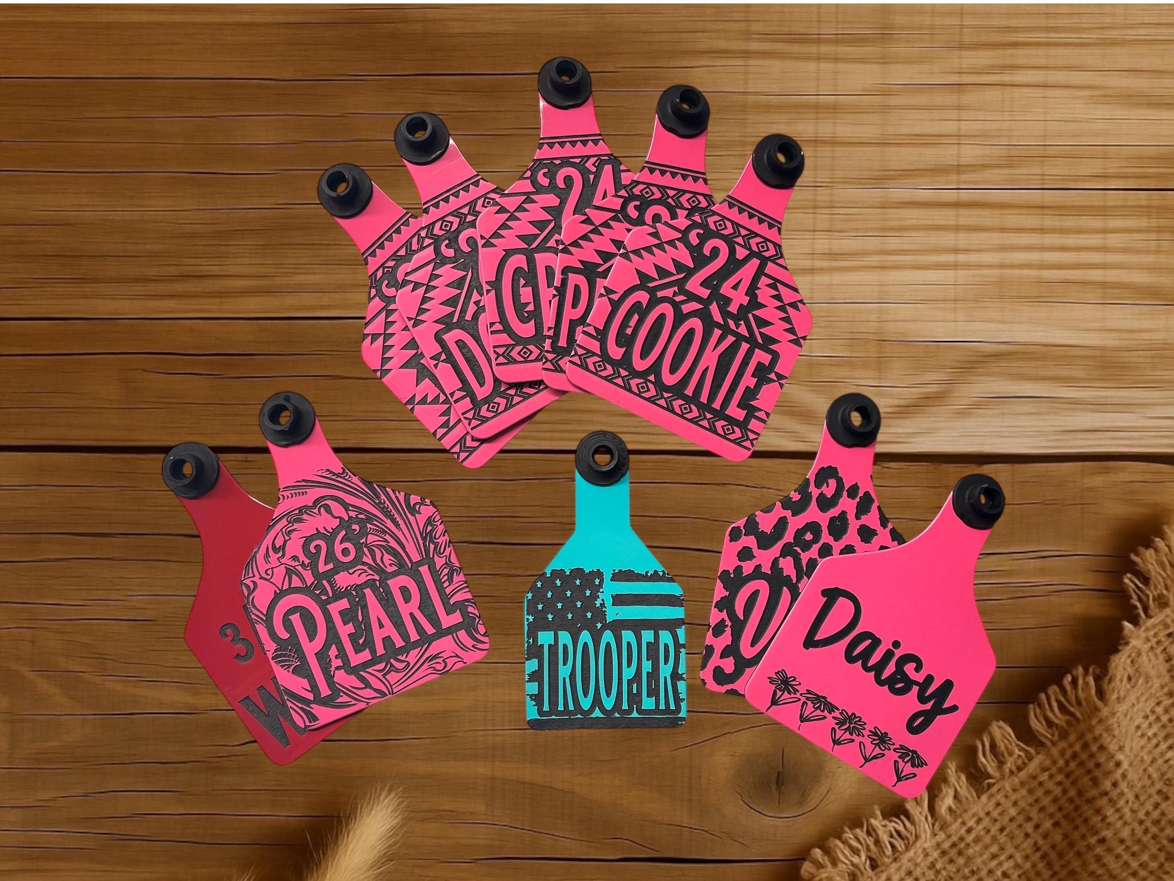 Custom Engraved Cattle Tags – Personalized Livestock Ear Tags for Cows, Goats, Sheep, Pigs – Farm Animal Name ID